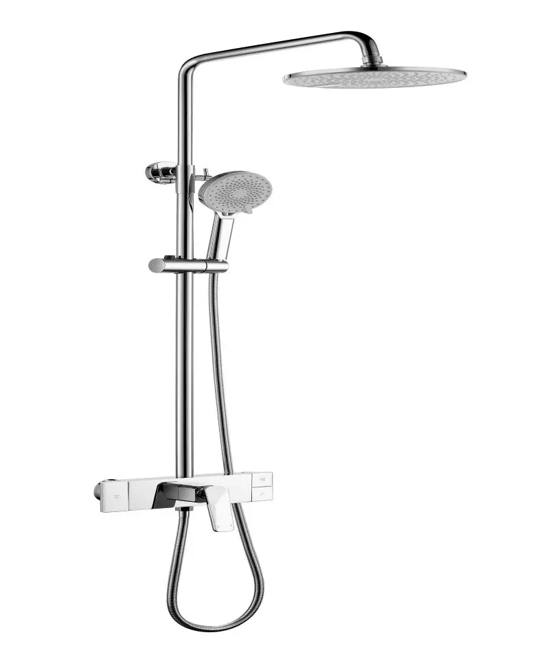 Top Quality Brass Thermostatic Shower Column With Rainfall Shower Head And Hand Shower For Bathroom