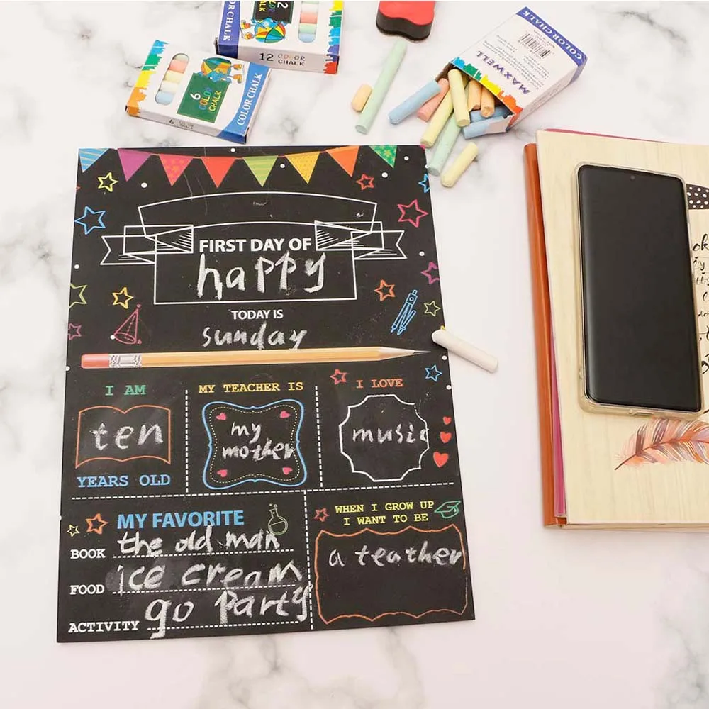 School Supplies Double-Sided My First & Last Day of School Sign Chalkboard