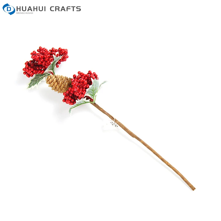 Christmas Berry Pick Pinecone Simulated Pine Needle Branch Small Pine Twig For Wedding Party Floral Decor Flower Crafts