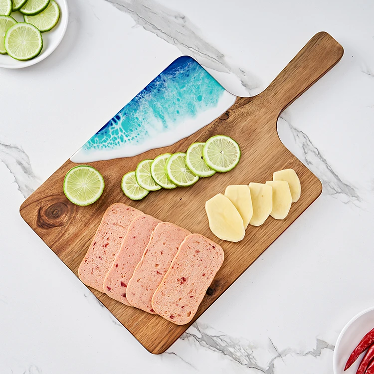 Ocean Epoxy Resin Wooden Charcuterie Board Party Serving Tray Wooden Resin Serving Cutting Board