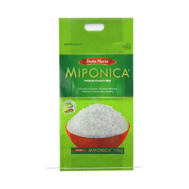 custom BOPP laminated 5kg 10kg 15kg Rice Packaging Bags for Sale with cut handle