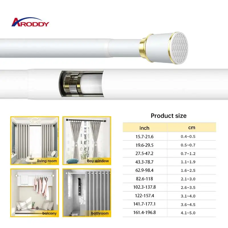 Yarun Wholesale Cheap Decorative Metal Curtain Rod Basic Model Finials Single Extendable Curtain Rods With Round Finials