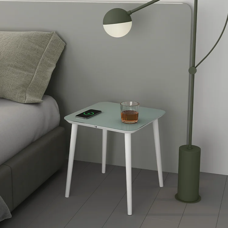 Latest design kung fu tea table wood legs smart wireless charging coffee table