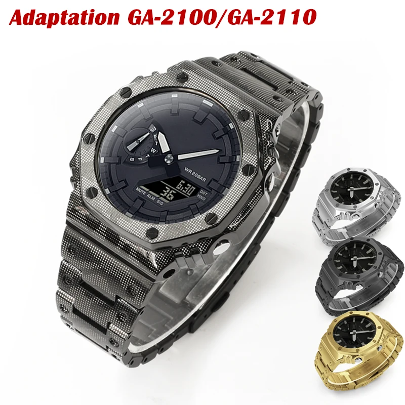 GA2100 316L Stainless Steel Watch Band Metal Strap Metal Case Modified Replacement for G Shock GA-2100/2110 Watch Accessories