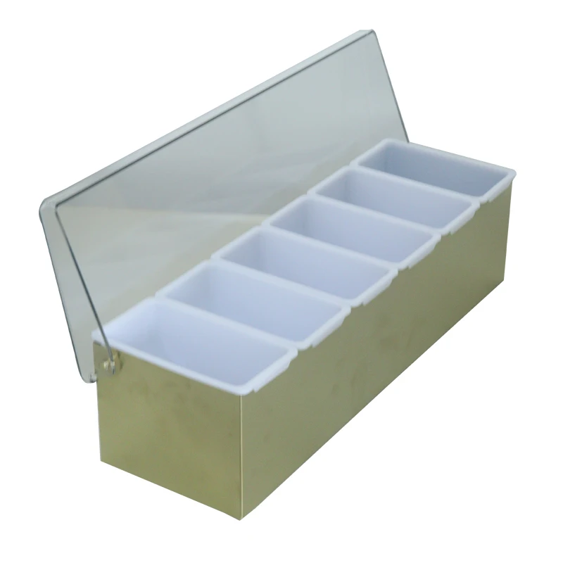 Commercial Kitchen Seasoning Box with Multi-Grid One Six Grid Options Bar Accessories for Restaurants Hotels Wine Beer Storage