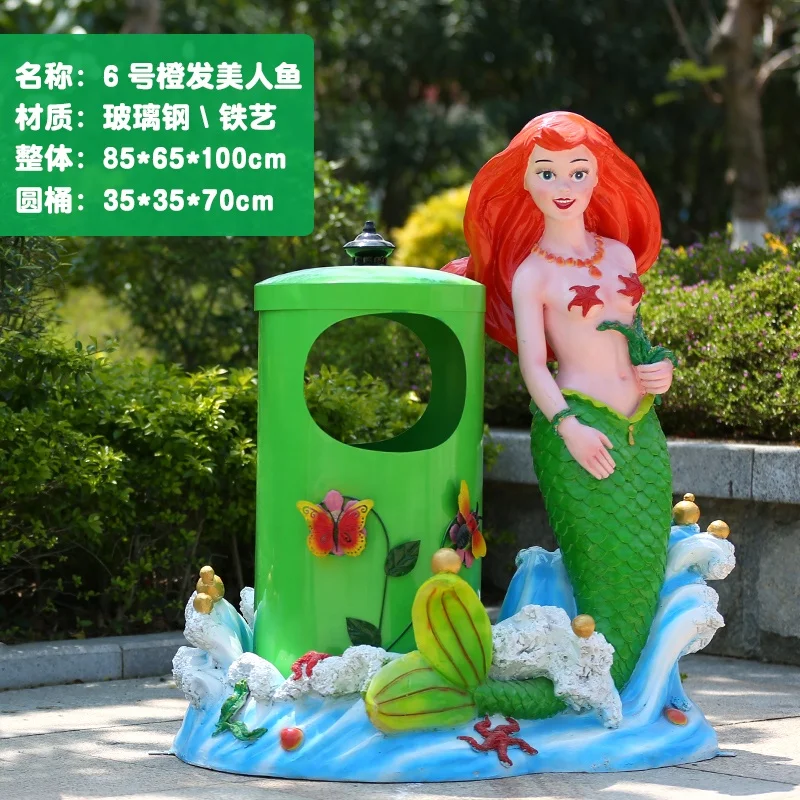 Life Size Outdoor Trash Can Bins Decoration Cartoon Statue Trash Micky And Minny Character Theme Park Trash For Children Style