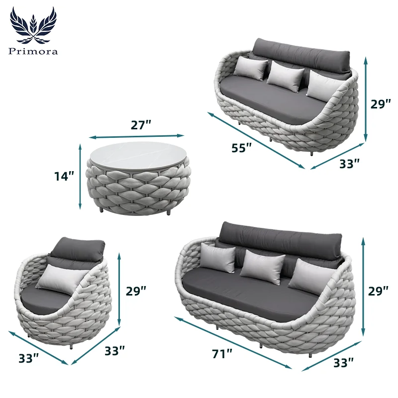 Garden Furniture Outside Balcony Aluminum rattan teak wood Patio Garden Out Door Outdoor Sofa Furniture outdoor Set waterproof