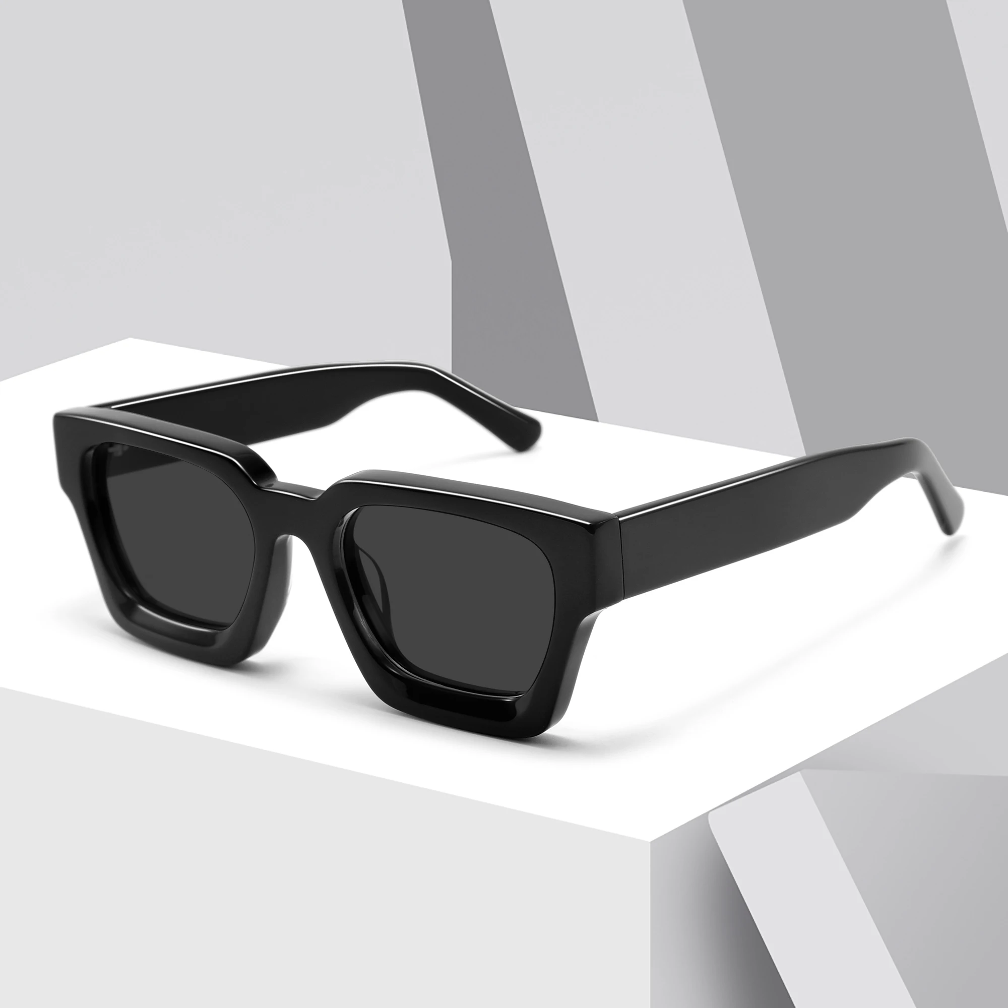 2023 Vintage Rectangle Thick Acetate Gafas Women 2023 Men Shades Acetate Frame Customized Logo Polarized Acetate Sunglasses
