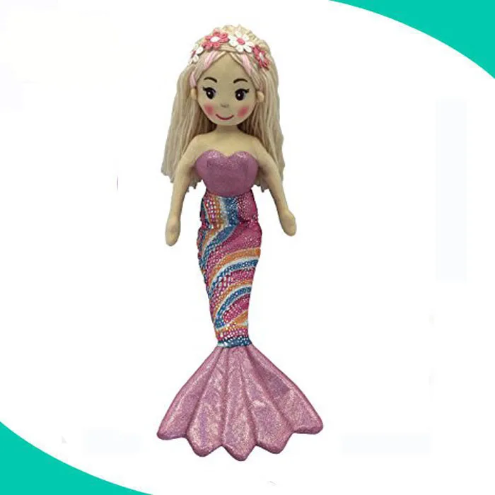 Wholesale China supplier Lovely stuffed mermaid doll toy plush mermaid doll for girls