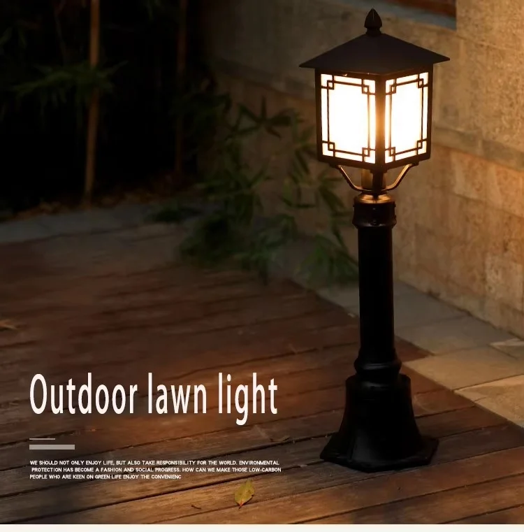 Wholesale classical outdoor aluminum sturdy LED waterproof antique decoration garden courtyard lawn lights