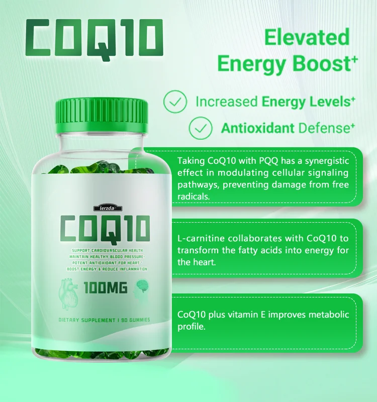 Amazon Hot Sale Co Q-10 Heart Health Vitamins OEM Customized Halal Gummies Candy Softgel Capsule Adults Heart Guard Booster