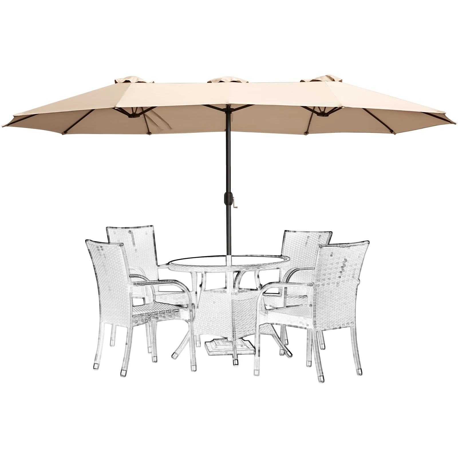 Double-Sided Outdoor Patio Umbrella with Crank Large Umbrella Beach Umbrella Shade for Deck Pool Patio