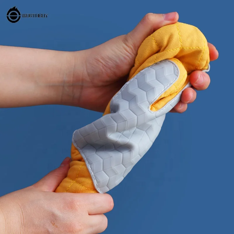 WORTHBUY Kitchen Cooking Camping Bake Gloves Microwave Oven Heat Resistant Gloves Baking BBQ Mitts Gloves