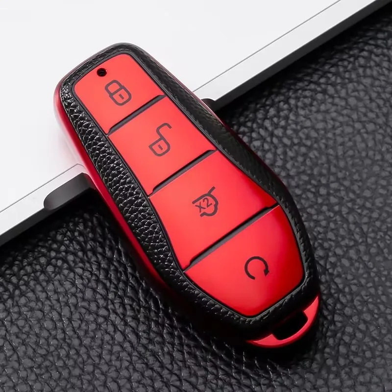 Car TPU Leather Car Key Case Cover for BYD Song Qin Han EV Tang DM 2018 - 2022 Shell Protector Fob Auto Accessories