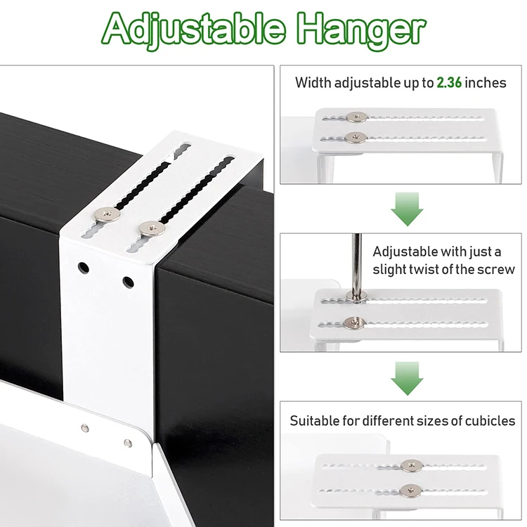 JH-Mech 2 Layers Office Cubicle Shelf Storage Organizer Height Adjustable Floating Corner Rack with Adjustable Hooks
