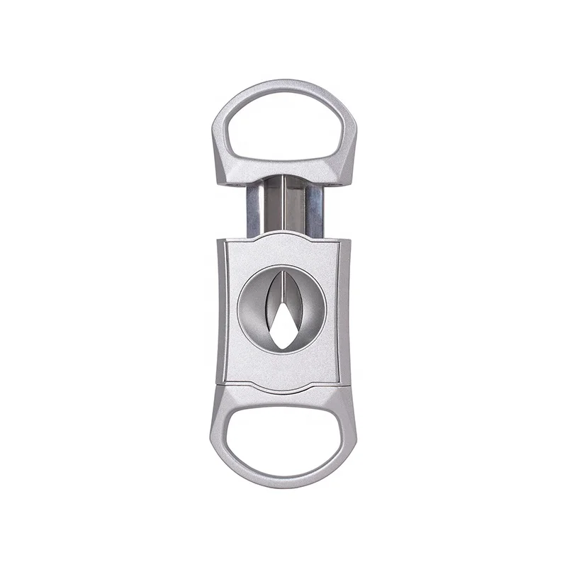 Amazon Hot-selling V-Cut Cigar Cutter Stainless Steel Blade Up to 60+ Ring Gauge in Leather Gift Case Custom Logo