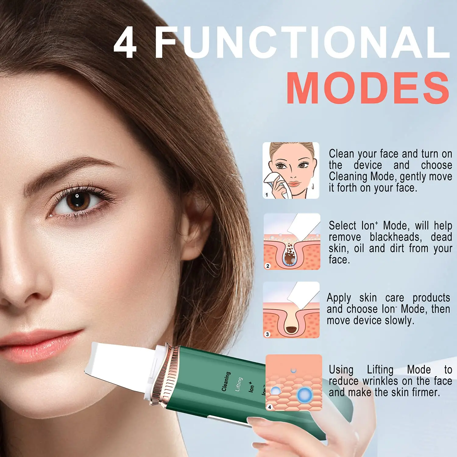 2022 Bigsmile Skin Scrubber Spatula Anlan Ultrasonic Skin Scrubber Deep Face Cleaning