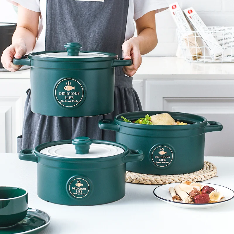 2L/3L/4L Ceramic Clay Pots For Cooking Cookware Food Warmer Casserole Ceramic Cooking Pot For Kitchen