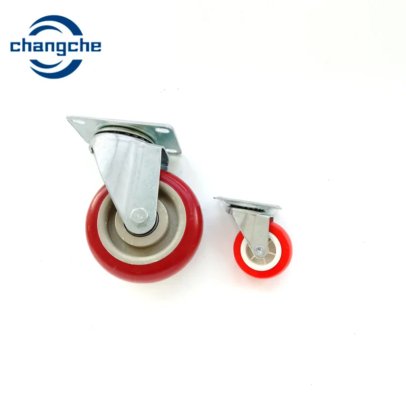 Black  Caster Wheels Fixed Caster 4 Inch Caster Wheel PVC PU Material Wheel