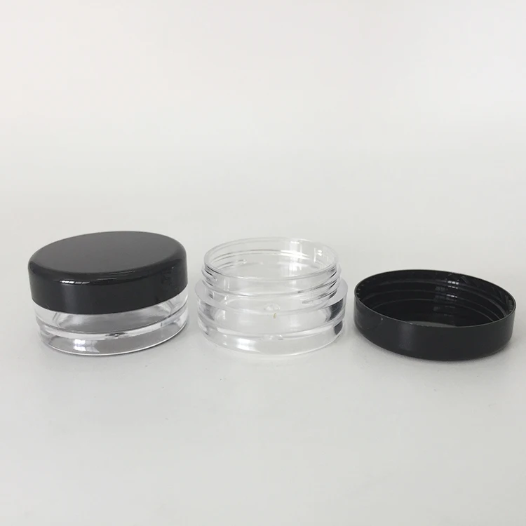 Plastic PS clear 3g round cosmetic jar
