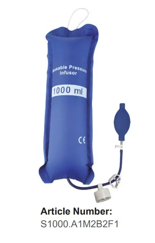 1000ml pressure infusion  bag Reusable Manual pressure infusion bag with pressure indicator