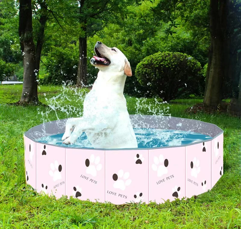 A01 Pet pool PVC foldable ice bath tub cold plunge cat dog inflatable pool accessories 80--120 cm  pink/blue Dog Swimming Pool