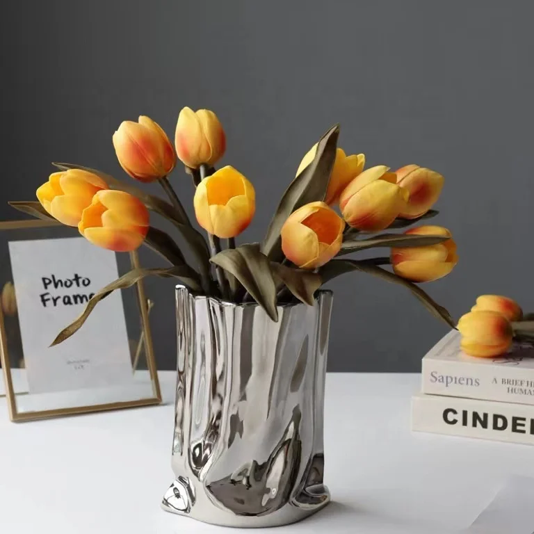 Hme Decor  Real Touch Latex Artificial Tulip Flowers DIY Wedding Bouquet Artificial Tulips