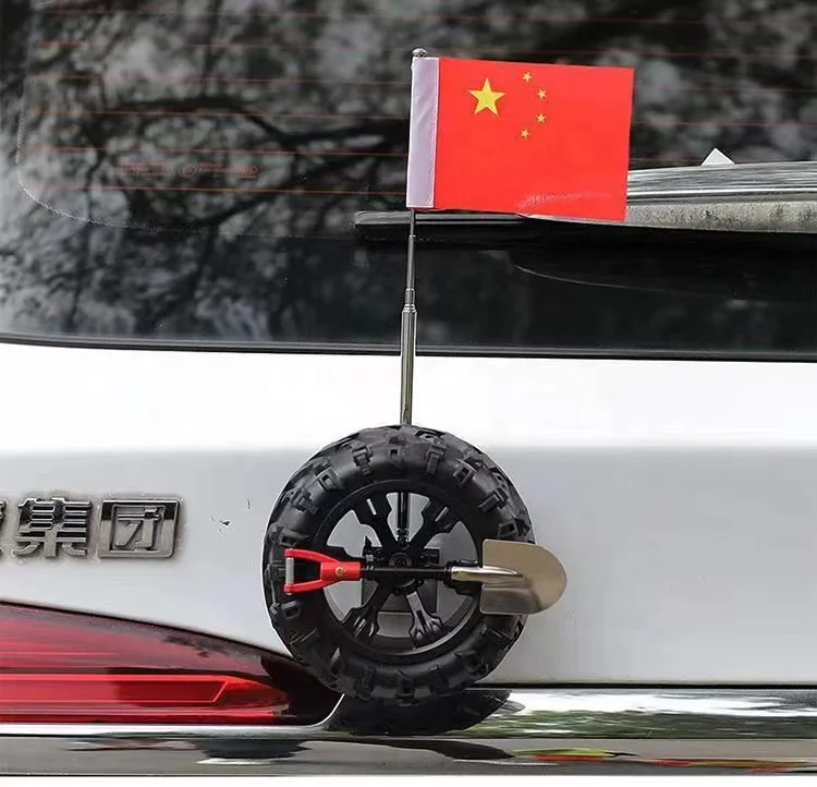 2024 Vehicle Motorcycle  Car Accessories 3D Sticker Mini  Shovel Spare Tire For Tesla Model Y accessories Jeep Trunk