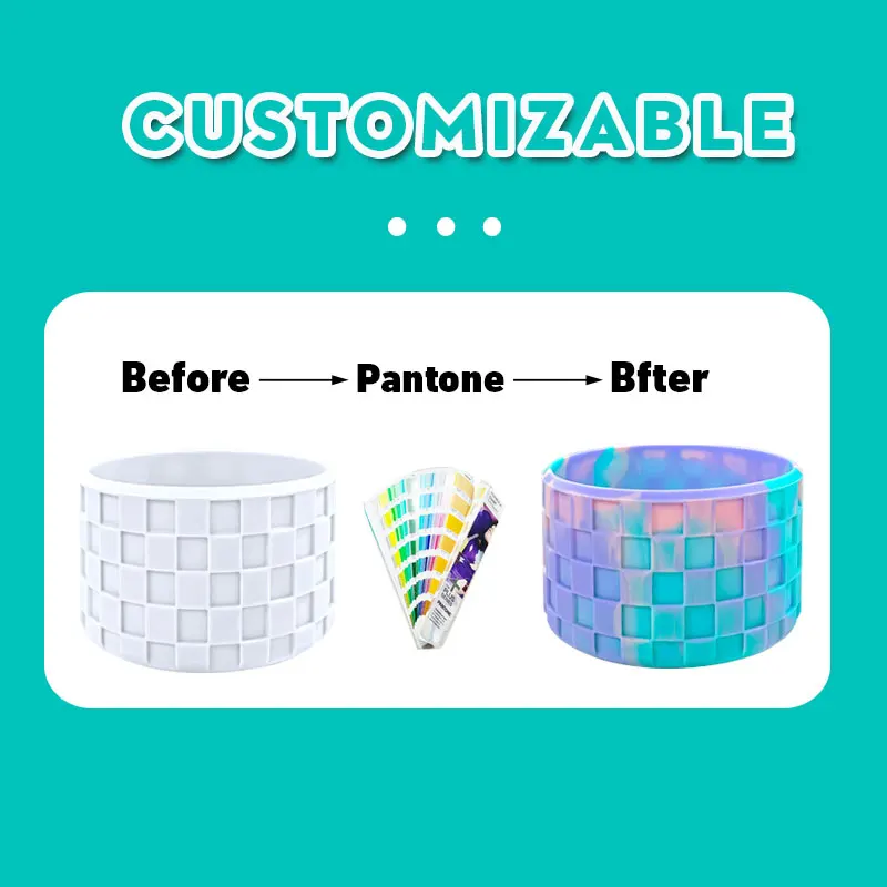 3D Checkered Textured Silicone Tumbler Boot for Tumbler Cup 30 oz 40 oz Anti-Slip Protective Water Bottle Sleeve