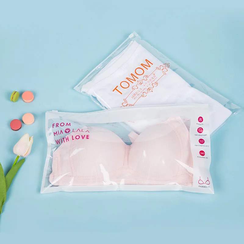 Custom Gold Logo Matte Frosted Plastic Packaging Zipper Bags,Biodegradable T Shirt Swimwear Zip Lock Clothing Bags With Logo