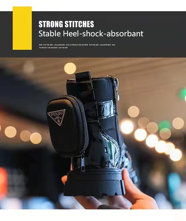 Latest Fashion Black Casual Shoes Kids Designer Boots Leather Boots Girls Ankle Boots With matching Bags