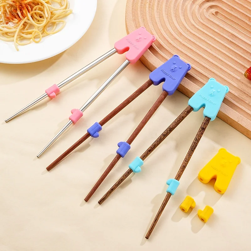 18cm non-slip red sandalwood silicone training chopsticks tableware for children and babies diet tableware pair packaging