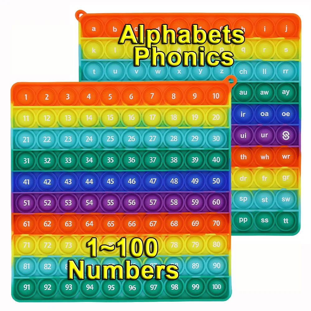 READY TO SHIP 20cm/7.9in Silicone Push Bubble Fidget Pop Toys,  Multiplication Numbers Learning Educational Pop Toys