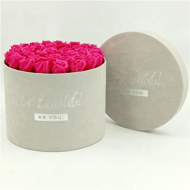 New design flower gift box round packaging luxury round flower box rose gold box mod