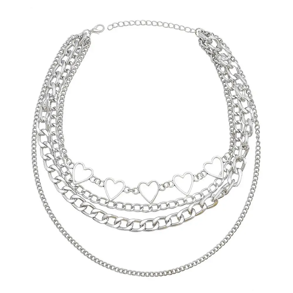 Punk Rock Style Simple Silver Gold Chain Multi-layer Aluminum Chain Necklac Street Fashion Jewelry, Europe and The United States