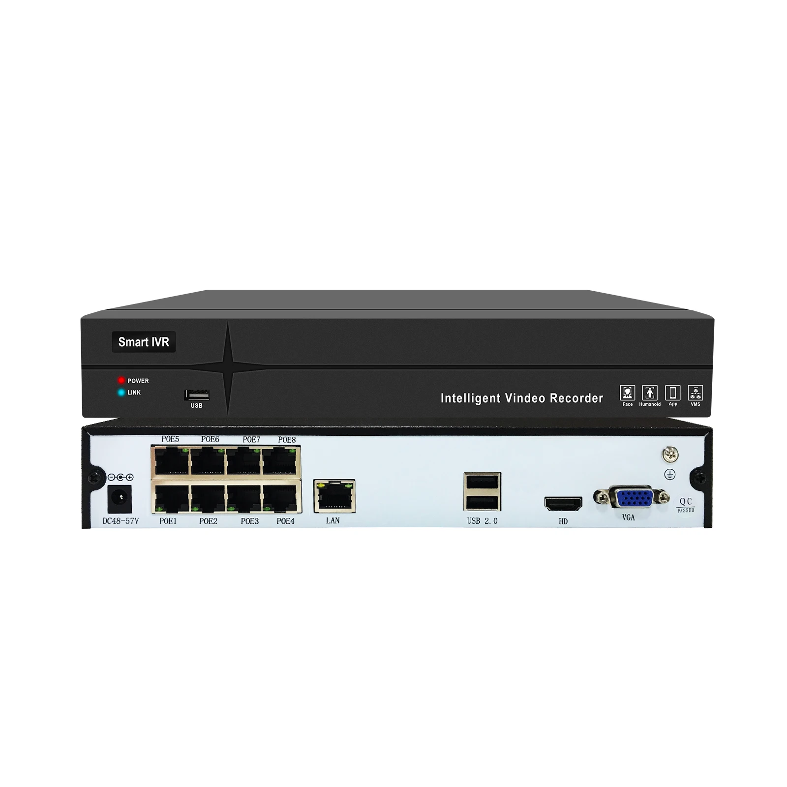 JideTech 8CH H.265 POE Интеллектуальный видеомагнитофон с поддержкой 8 ТБ