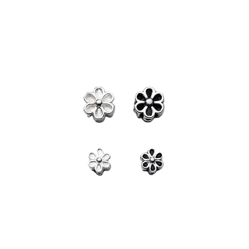Hobbyworker Ins Hot Selling 925 Sliver Flower Charm Spacer Connector Beads for DIY Jewelry Making Supplies B0123
