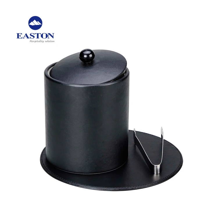 Hotel modern single layer design leather Ice bucket