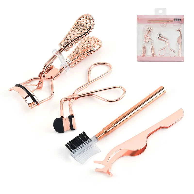 4 stainless steel  eyelash curler sets special label eyelash tweezers private black eyelash applicator with comb