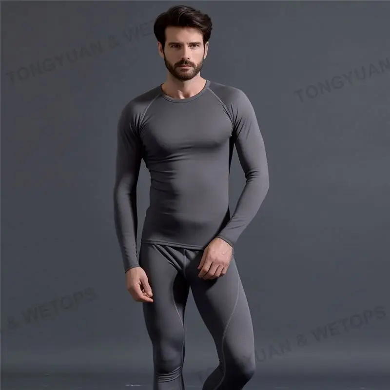 Winter Thermal Underwear Men Warm First Layer Man Underpants Set Fleece Quick Drying Long Johns Pants