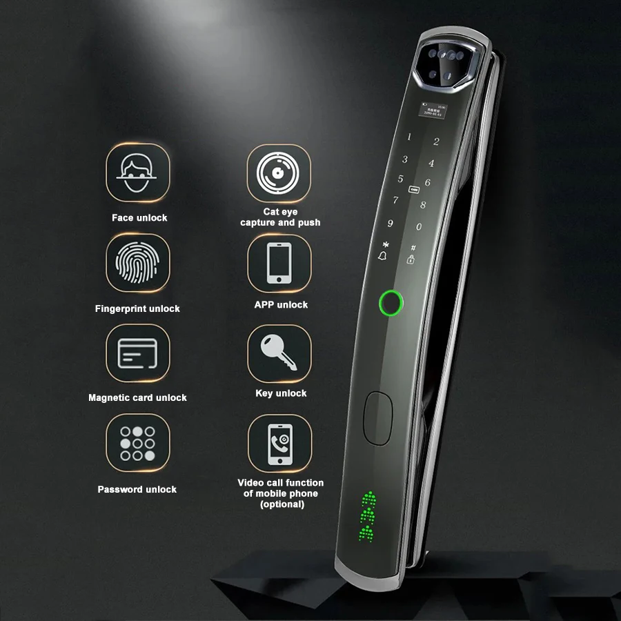 Lock Manufacturer Wifi Digital Card Security Safe Electronic Fingerprint Remote Control Smart Door Lock with Camera and Audio