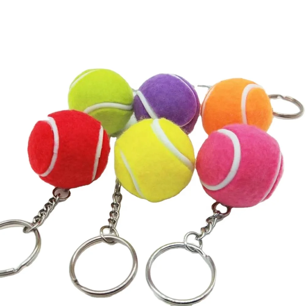 Mix colour Nice Ball Key chain ,Promotion gift 3.2cm Tennis keychain, Sports Tennis Ball Key ring