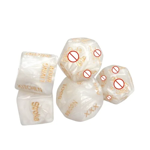 5 pcs 6 Sides Cube Romantic Erotic Couples White Dices Role Playing Dice Funny Sex Dice Position for Couple