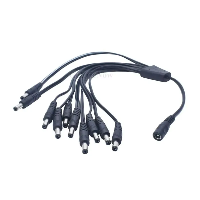 12 V CCTV Camera DC 5.5x2.1mm 1 Female to 10 male Power Cable 10-Port extension cord Connector Splitter