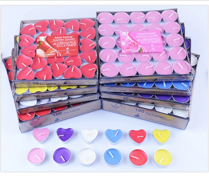 Свечи для чайных свечей оптовая продажа 50 шт. в упаковке Бездымная мини-свеча на день Святого Валентина Рождество парафин воск чайная свеча