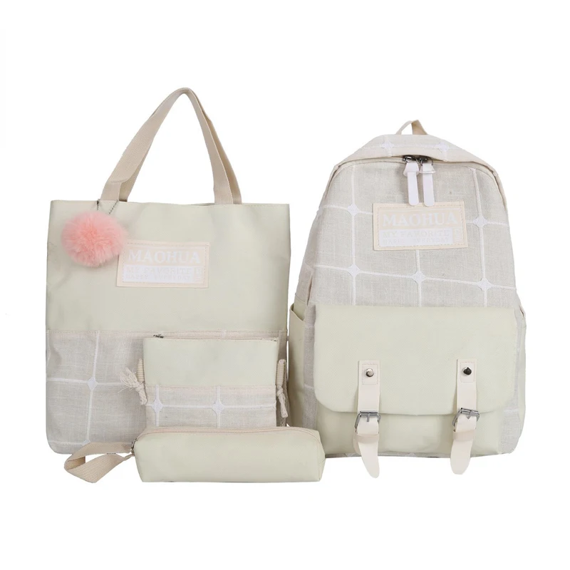 Симпатичный женский прочный холщовый школьный рюкзак, женский рюкзак, рюкзак, сумка, набор школьных сумок, оптовая продажа, Популярная мода для девочек 4 в 1