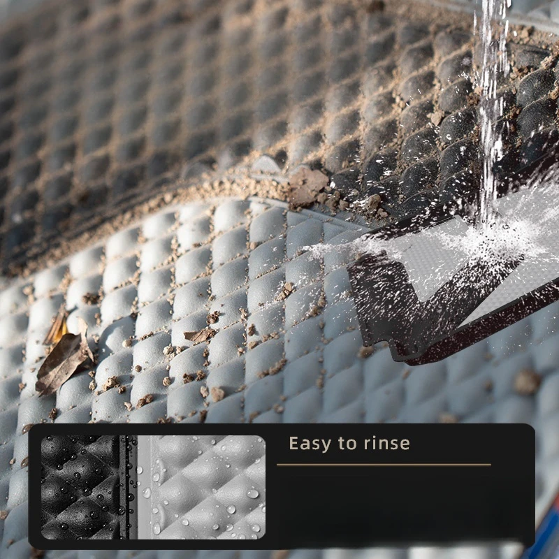 Customized Alloy LOGO LICHI Leather Car Mat Injection Molded Dual Color TPE 3 5 pcs Car Foot Pad For Tesla MODEL Y