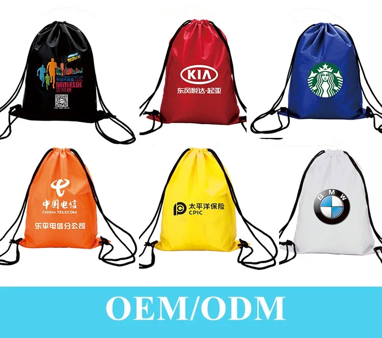 waterproof 420D heavy polyester OEM drawstring bag 210D ECO backpack bag