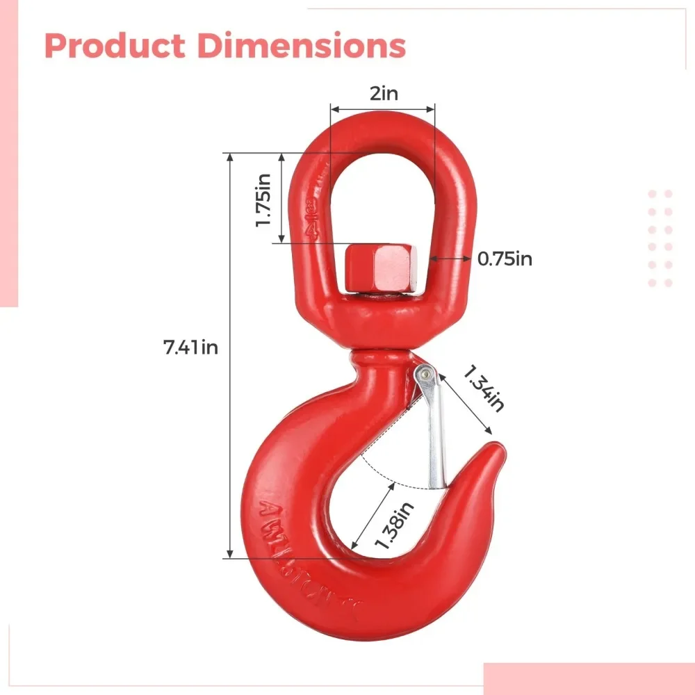 1 Ton Alloy Steel Eye Hook to Swivel with Safety Catch Lifting Hook