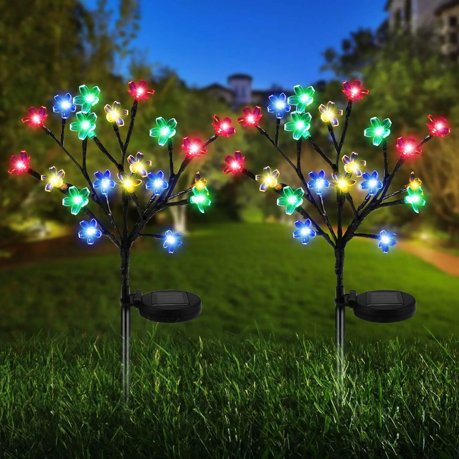New Design Solar Flower Light Cherry Blossom Tree Lamp Outdoor Garden Patio Tree New Year Decoration